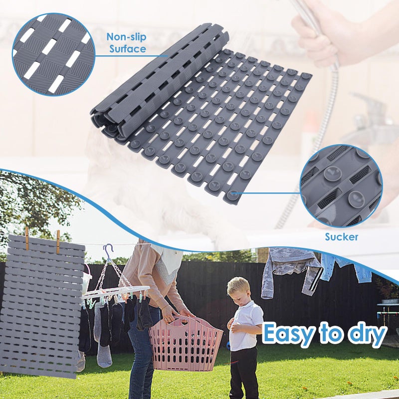 Wiojtry Bathtub Shower Mat, Pet Dog Bathing Non-Slip Mat, Dog Bath mat for tub, Quick Drain Bathtub Mat with Suction Cups & Drain Holes for Bathroom, 27.1x15.7 Inch - Image 5