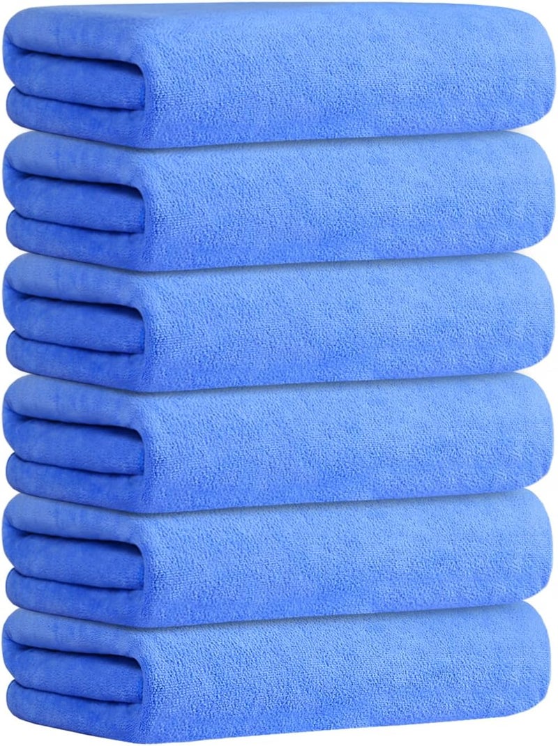 JML Bath Towel, Microfiber Bathroom Towels Set 6 Pack 30" x 60" - Extra Large, Soft, Absorbent, Quick Dry, Odor Resistant, No Shedding, Shrink Resistant, Use for Hair Wrap, Fitness, Sport, Yoga, Blue - Image 1