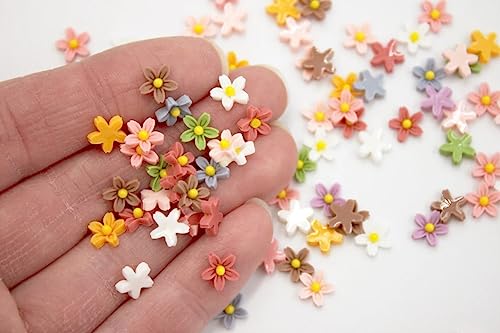 Peachcor Micro Resin Daisy Blooms Dollhouse Miniature Polyresin Flowers Terrarium Fairy Garden Dollhouse Terrarium Zen Garden Fairy Garden 50 PCS - Image 1