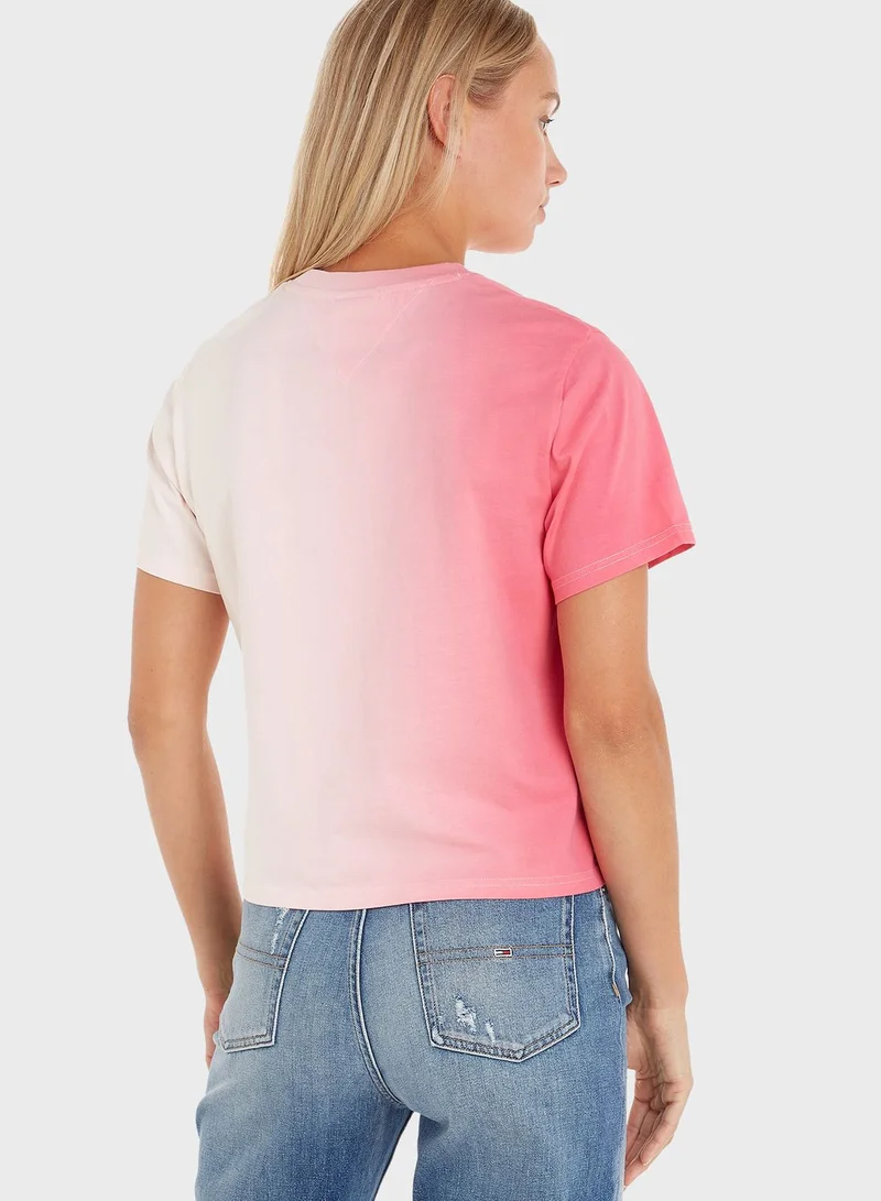 TOMMY JEANS Crew Neck Color Block Logo T-Shirt