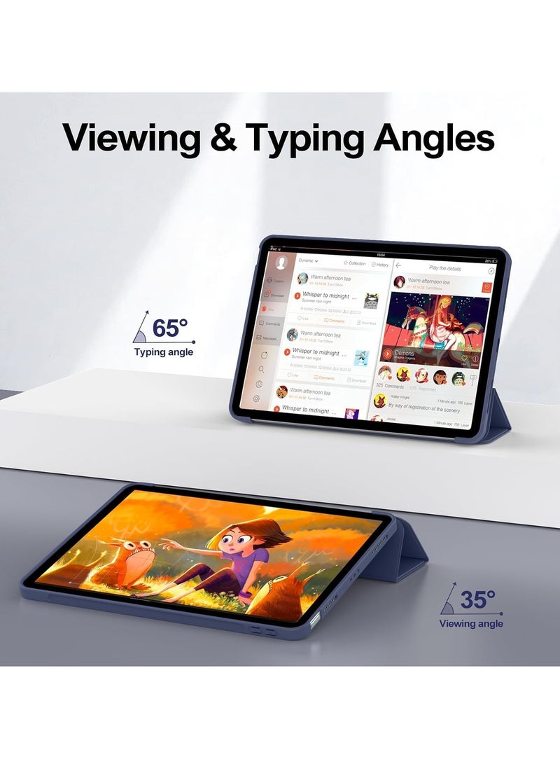 TIGER Case for iPad Air 11 Inch M2 (2024) & iPad Air 5th/4th Gen (10.9 Inch, 2022/2020) – Lightweight Soft TPU Back Protective Case with Auto Sleep/Wake Function & Smart Folio Cover – Thin, Slim Design for Maximum Protection (Navy, 10.9) - Image 4