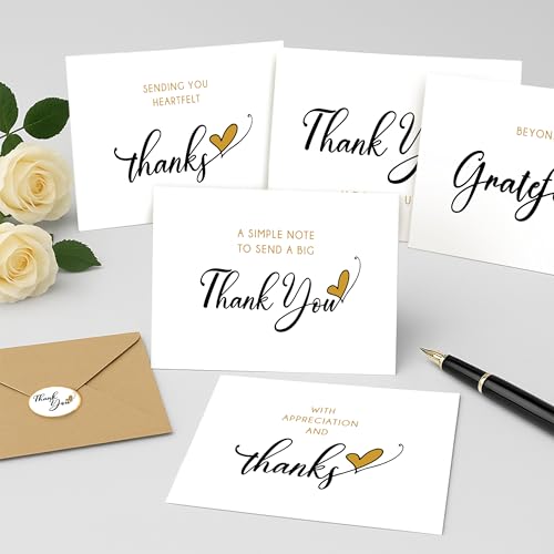 Only Zest Bulk Thank You Cards with Envelopes Set and Stickers - 30 Pack, 6 x 4 in Blank Simple Thank You Notes - Minimalist Box for Weddings, Baby Showers, Birthdays, Small Businesses - Image 5