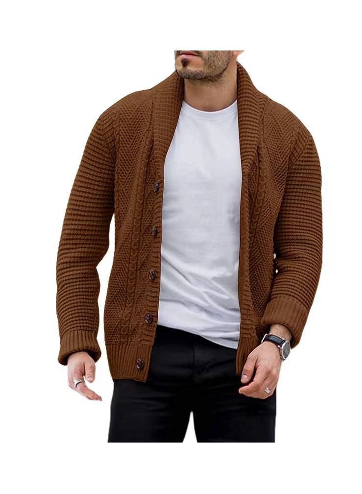 Loquat Men's Button-down Cardigan Solid Color Sweater 