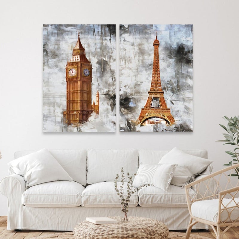 ماركتنا لوحة قماشية ثنائية بتصميم مودرن بمقاس اجمالي 80×60 سم - Image 1