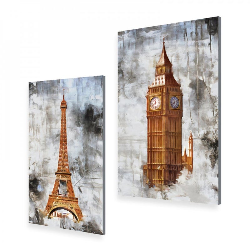 ماركتنا لوحة قماشية ثنائية بتصميم مودرن بمقاس اجمالي 80×60 سم - Image 2