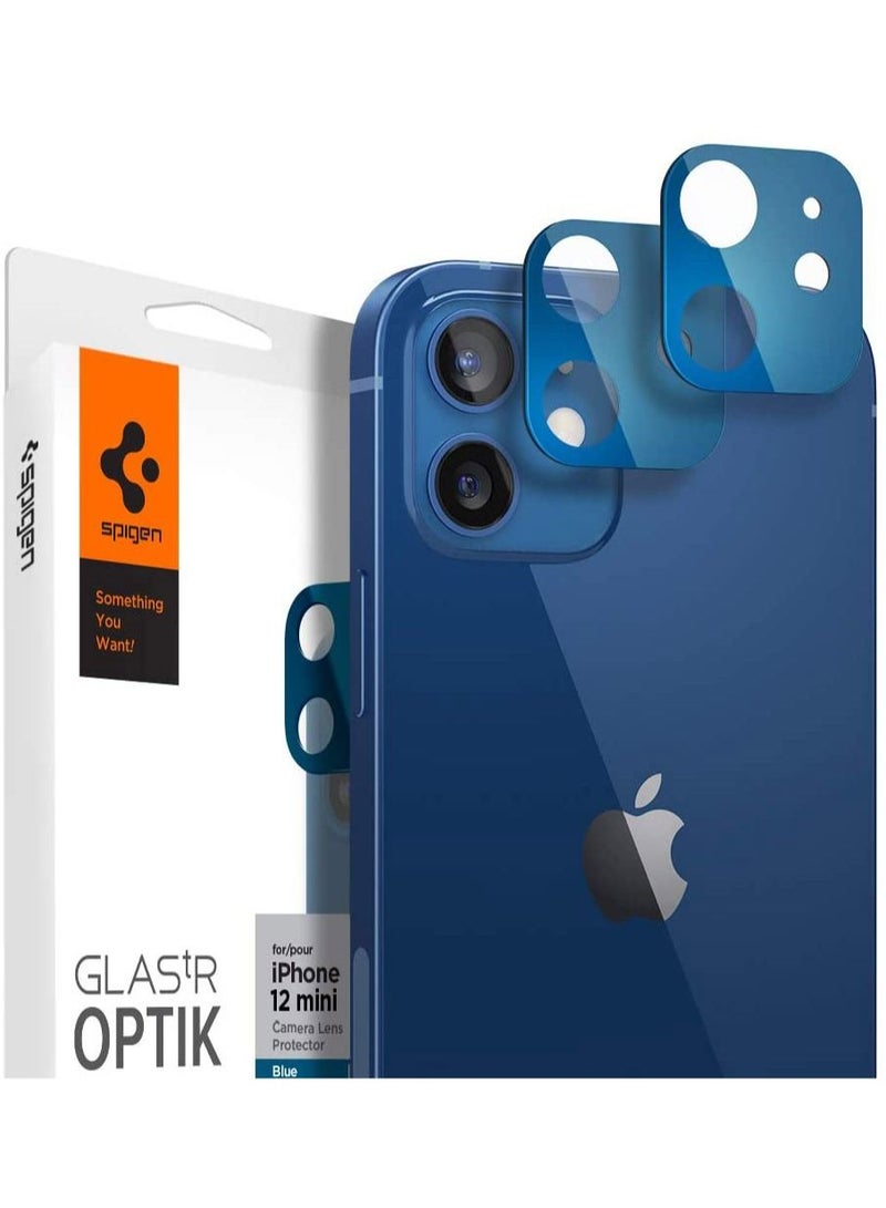 Spigen GLAStR Optik Camera Lens Screen Protector [2 Pack] for iPhone 12 Mini (5.4 inch) - Blue - Image 1