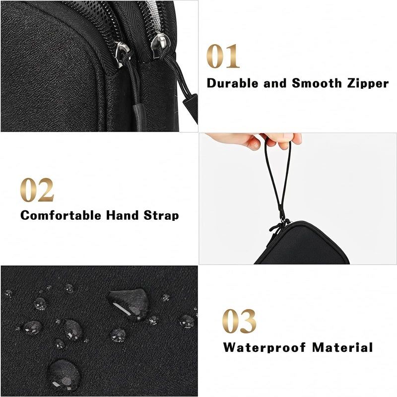 ToolHouse Double-Layer Electronic Organizer, Water-Resistant Travel Cable Organizer Bag, Portable Small Electronics Storage Bag for Cords, Phone and Headphones, Black - Image 3