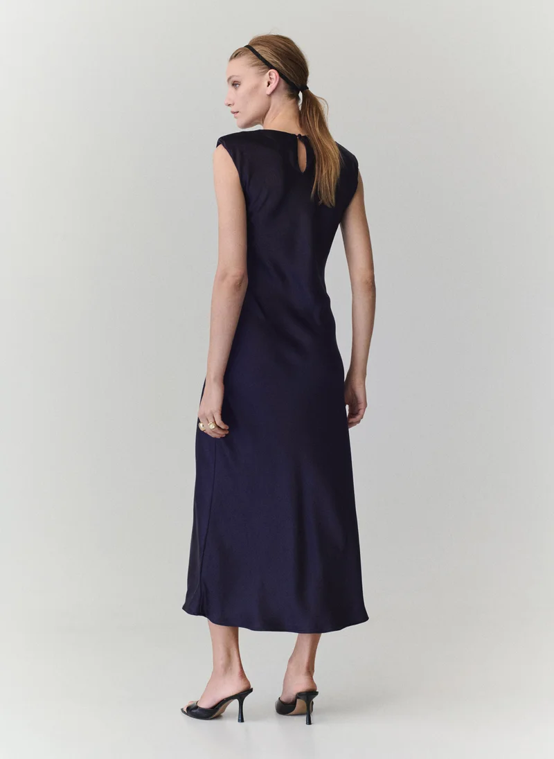 مانجو Satin Dress With Shoulder Pads