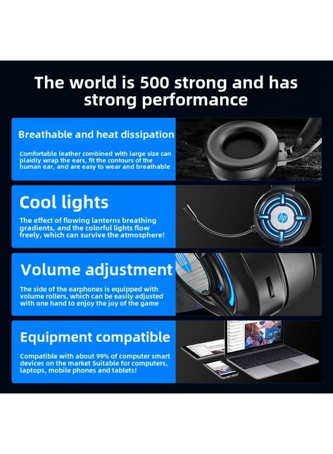 HP/H120 Headset Computer Headset Game Internet Cafe USB Headset Desktop Notebook 7.1 Channel-Color:Hp 120 3.5 Dual Plug + Usb [luminous]  - Image 5