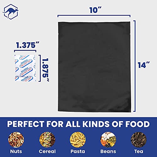 Wallaby 75 Count 1-Gallon Mylar Bags with 400cc Oxygen Absorbers, 10 Mil Total Thickness Long-Term Food Storage Pouches, 10x14 Heat-Sealable Airtight Packaging - Matte Black - Image 5