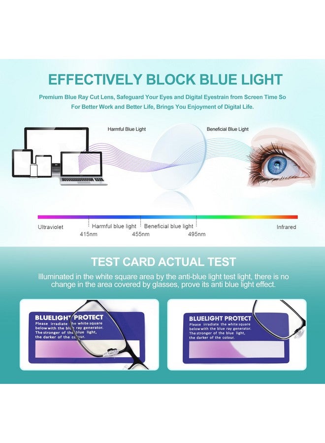 OKH 3 Pack Progressive Multifocus Reading Glasses Men Blue Light Blocking Multifocal Readers W/Spring Hinge Noline Eyeglasses+200 - Image 4