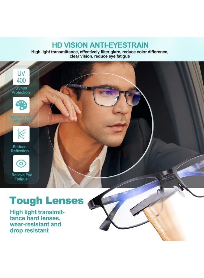 OKH 3 Pack Progressive Multifocus Reading Glasses Men Blue Light Blocking Multifocal Readers W/Spring Hinge Noline Eyeglasses+200 - Image 5