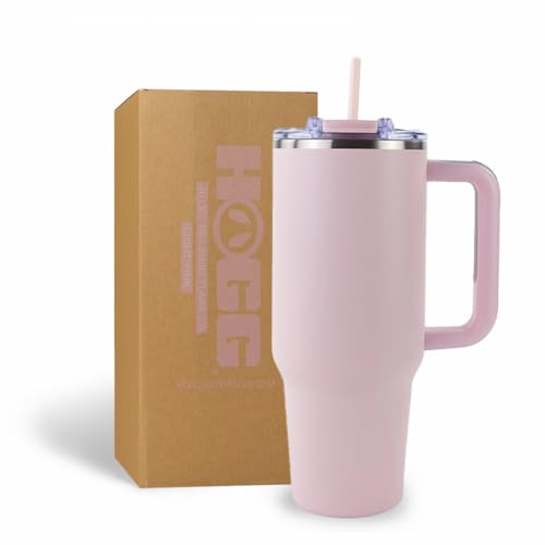 Hogg Big Swig 40 oz Tumbler with Handle and Straw - Light Pink, 40oz Insulated Stainless Steel, Water Tumbler with Straw, Water Cup with Handle, Versatile Leak Proof Lid - Image 1