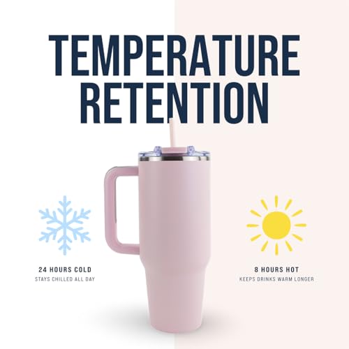 Hogg Big Swig 40 oz Tumbler with Handle and Straw - Light Pink, 40oz Insulated Stainless Steel, Water Tumbler with Straw, Water Cup with Handle, Versatile Leak Proof Lid - Image 2