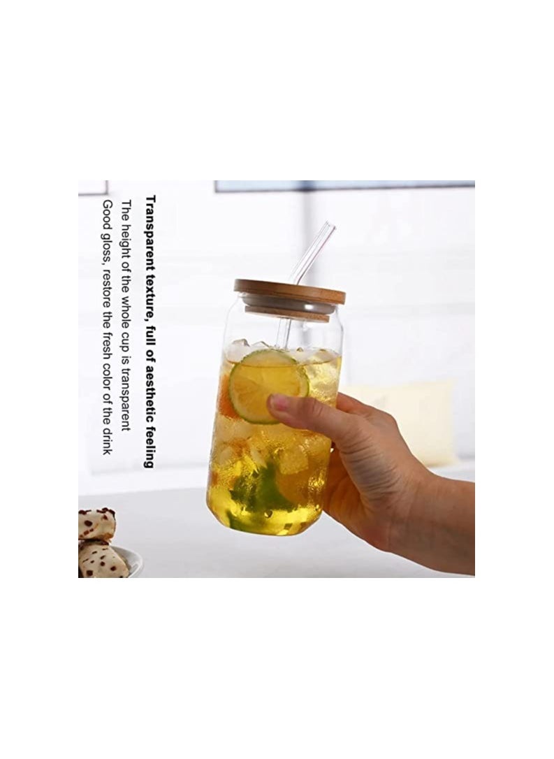 Generic - Transparent Cup With Bamboo Lid, Glass Straw and Cleaning Brush - Image 1