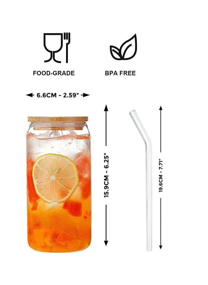 Generic - Transparent Cup With Bamboo Lid, Glass Straw and Cleaning Brush - Image 1