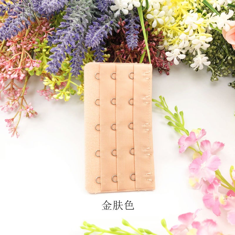 Generic Underwear extension buckle three rows of five buttons/5 rows of 9.5cm bra extension back buckle buckle many colors without packaging Gold complexion 