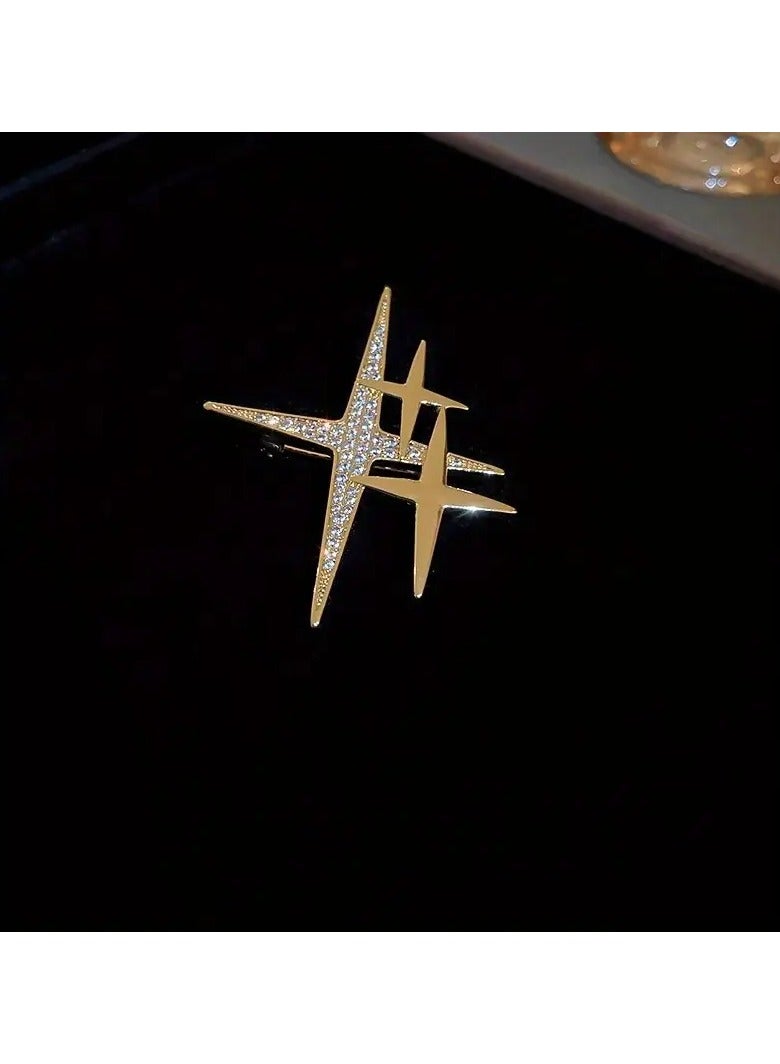 Goolsky 1PC Exquisite Star-Shaped Rhinestone Brooch Pin - Shining Lapel Pin with Inlaid Design for Women's Dress, Sweater, and Clothing Accessories - Perfect Gift for Girlfriend, Wife, Mother, Birthday, Wedding, and Special Occasions - Image 2