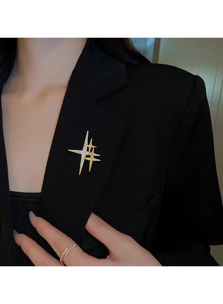 Goolsky 1PC Exquisite Star-Shaped Rhinestone Brooch Pin - Shining Lapel Pin with Inlaid Design for Women's Dress, Sweater, and Clothing Accessories - Perfect Gift for Girlfriend, Wife, Mother, Birthday, Wedding, and Special Occasions - Image 3