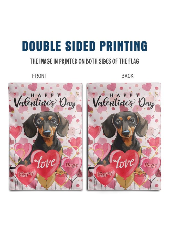 DZGlobal Dachshund Valentine Garden Flag Valentines Day Flags for Outside 12x18 Double Sided Small Yard Flags Dog Valentine's Day Decor Outdoor Lawn Valentines Banners Front Porch - Image 5