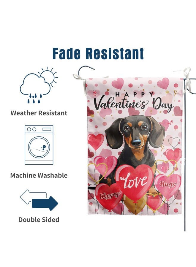 DZGlobal Dachshund Valentine Garden Flag Valentines Day Flags for Outside 12x18 Double Sided Small Yard Flags Dog Valentine's Day Decor Outdoor Lawn Valentines Banners Front Porch - Image 4
