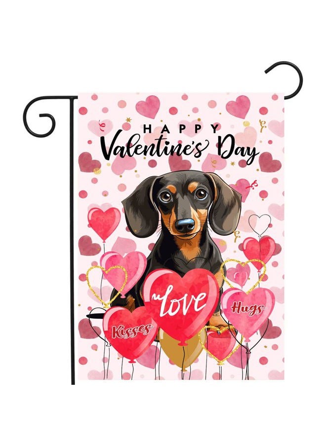 DZGlobal Dachshund Valentine Garden Flag Valentines Day Flags for Outside 12x18 Double Sided Small Yard Flags Dog Valentine's Day Decor Outdoor Lawn Valentines Banners Front Porch - Image 1