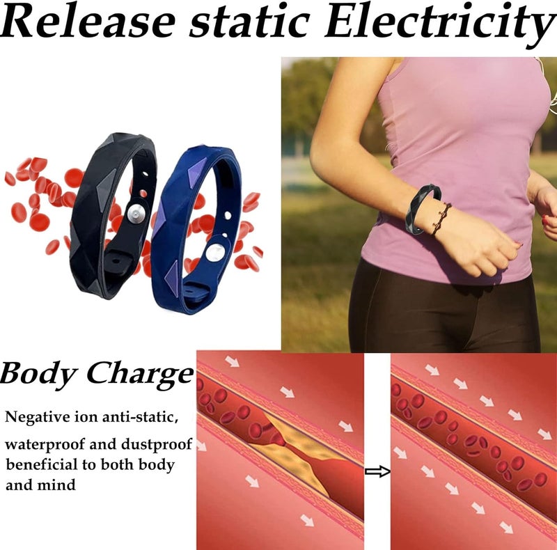 Easkite Anti Static Wrist Strap,Adjustable Anti Static Wristband Improve Sleep,Balance Winter Electrostatic Removal Bracelet Elimination Discharge for Men and Woman 2Pack - Image 2