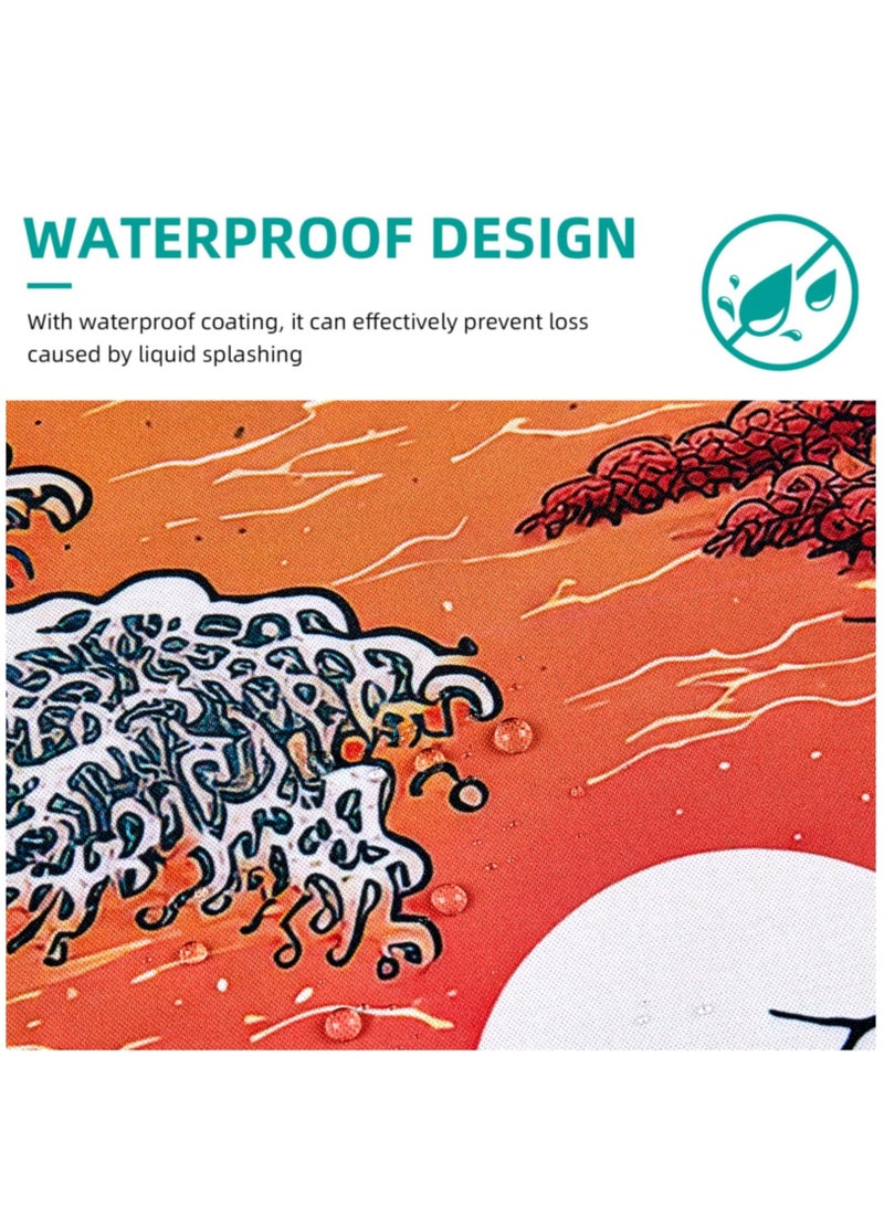 Excefore Japanese Sea Waves Large Gaming Mouse Pad for Desk, Desk Mat with Seamed Edges, Waterproof Desk Pad, Non-Slip Rubber Base, 31.5x11.8 Inch Keyboard Pad Computer Mat, Big XL Mousepad - Image 4