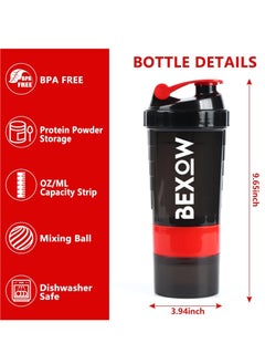 Bexow Leak-Proof Protein Shaker Bottle 3-Layer Twist Off Design Non-Slip Grip, Bpa-Free Blender Bottle With Supplement And Pill Storage Compartments Perfect For Staying Hydrated  - Image 2