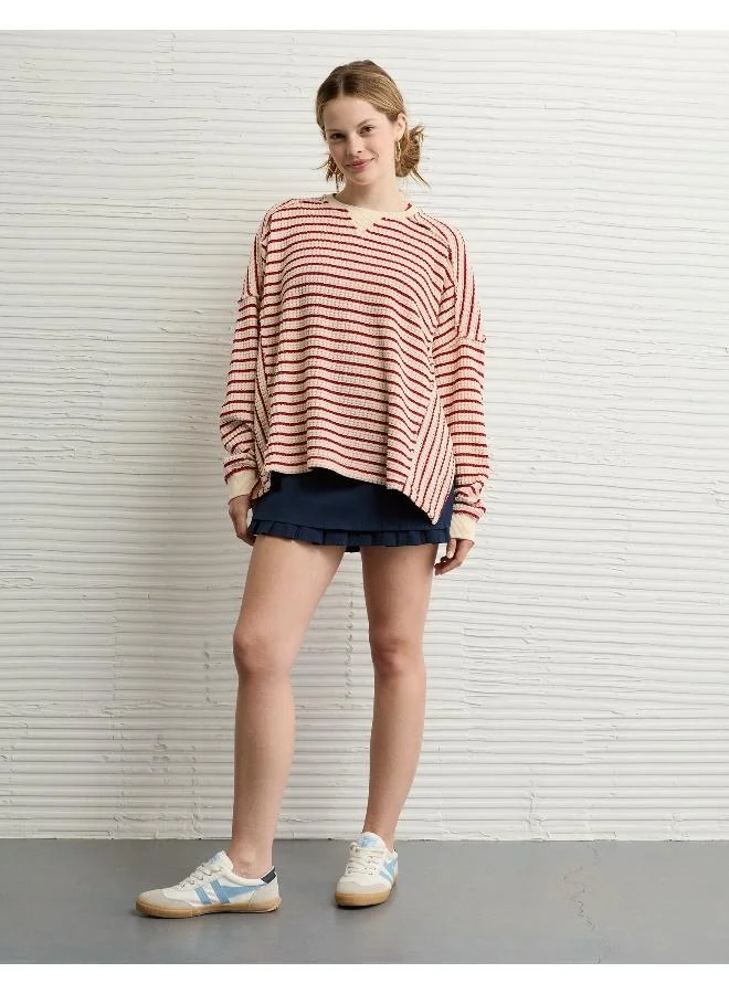 American Eagle AE Big Hug Crew Neck Waffle Sweatshirt