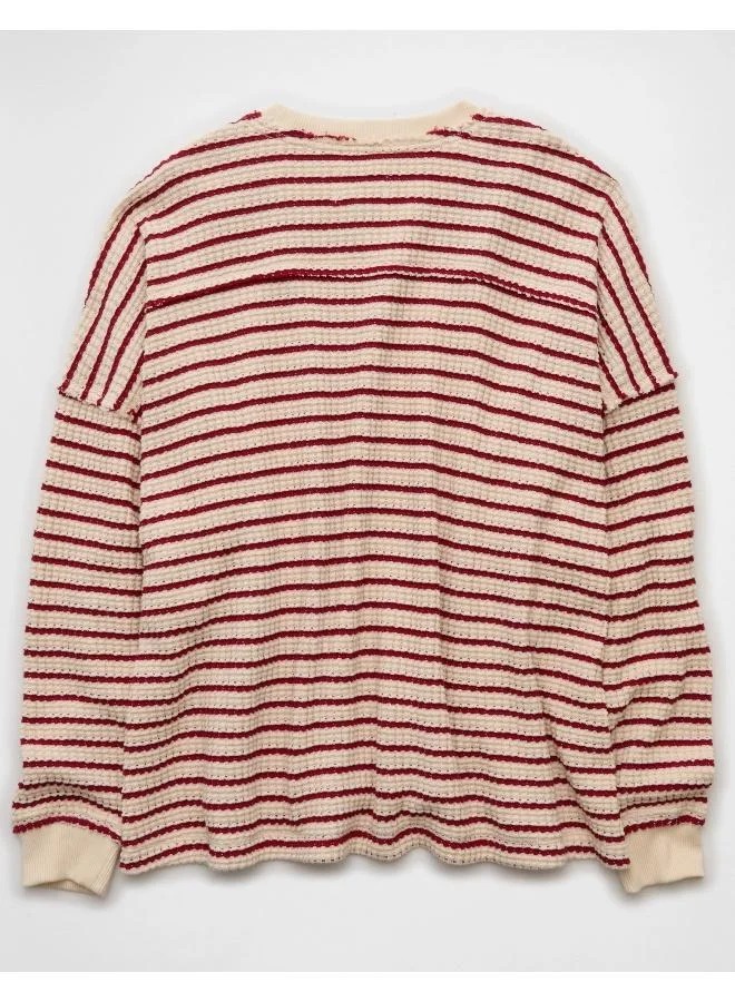 American Eagle AE Big Hug Crew Neck Waffle Sweatshirt