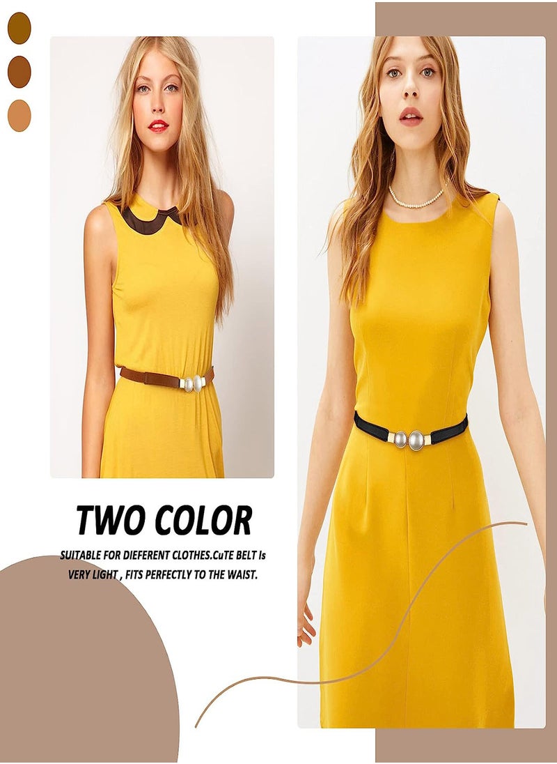 KASTWAVE - Women Skinny Elastic Waist Belt Fashion Ladies Stretchy Pearl Belt Thin Belt for Dresses 3pcs Fashion Simple Style Creative Pearl Buckle Elastic Elastic Belt - Image 1