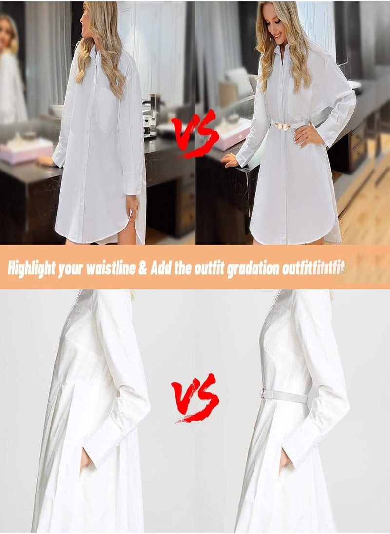 KASTWAVE - Women Skinny Elastic Waist Belt Fashion Ladies Stretchy Pearl Belt Thin Belt for Dresses 3pcs Fashion Simple Style Creative Pearl Buckle Elastic Elastic Belt - Image 1