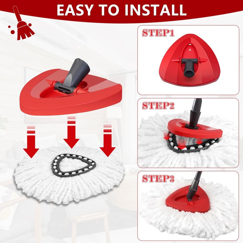 JIUMEE Easywring 1-Tank System,Mop Replacement Heads for O-Ceda Mop Replace Head, Spin Mop Heads Replacements, Microfiber Spin Mop Refills, Easy Cleaning Mop Head Replacement (Red Mop Base 1pcs) - Image 3