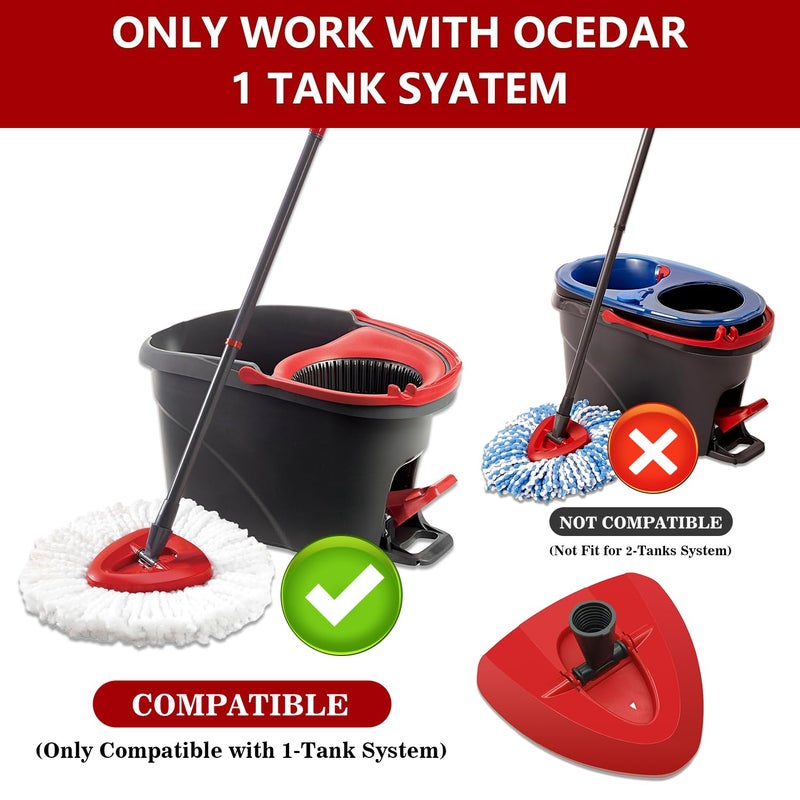 JIUMEE Easywring 1-Tank System,Mop Replacement Heads for O-Ceda Mop Replace Head, Spin Mop Heads Replacements, Microfiber Spin Mop Refills, Easy Cleaning Mop Head Replacement (Red Mop Base 1pcs) - Image 2