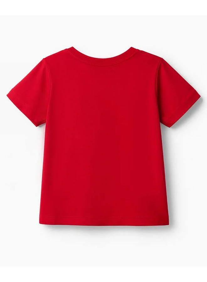 Pine Kids Pine Kids 100% Cotton "Hearts Full of Flowers" Rhinestone & Floral Heart Printed Short Sleeve T-Shirt - Red