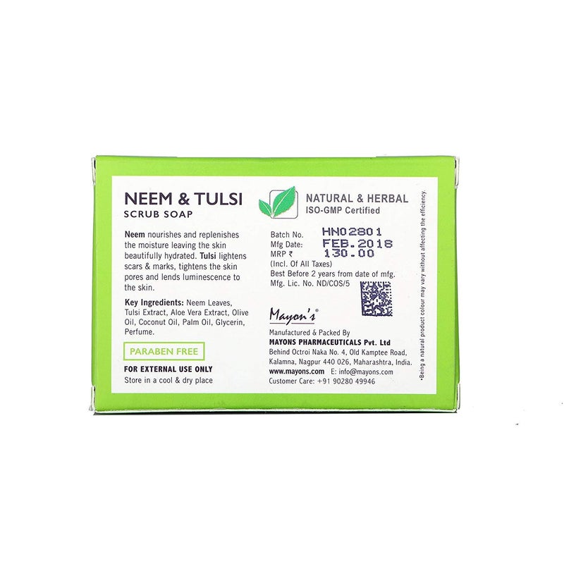 Mayon's Mayons Pharma Handmade Neem and Tulsi Scrub Soap100gm Pack of 3  - Image 2