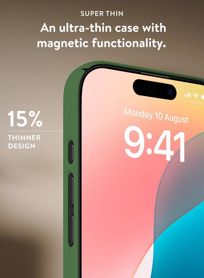 Mous for iPhone 16 Case Slim MagSafe Compatible - Super Thin 2.0 - Magnetic Phone Cover - Forrest Green - Image 2