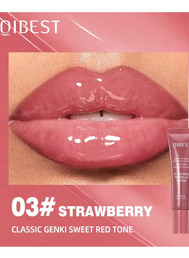 QiBest سيروم شفاه ملون مرطب مع لمسة طبيعية لشفاه ناعمة وممتلئة، جل شفاه مغذي، لون طويل الأمد، مكياج شفاه مرطب، لمسة شفاه، 12 جرام 03 - Image 2