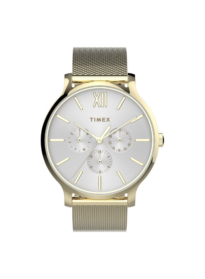 تيميكس ساعة TIMEX للنساء بهيكل نحاسية ذهبية وسوار من الفولاذ المقاوم للصدأ الذهبي - Image 1