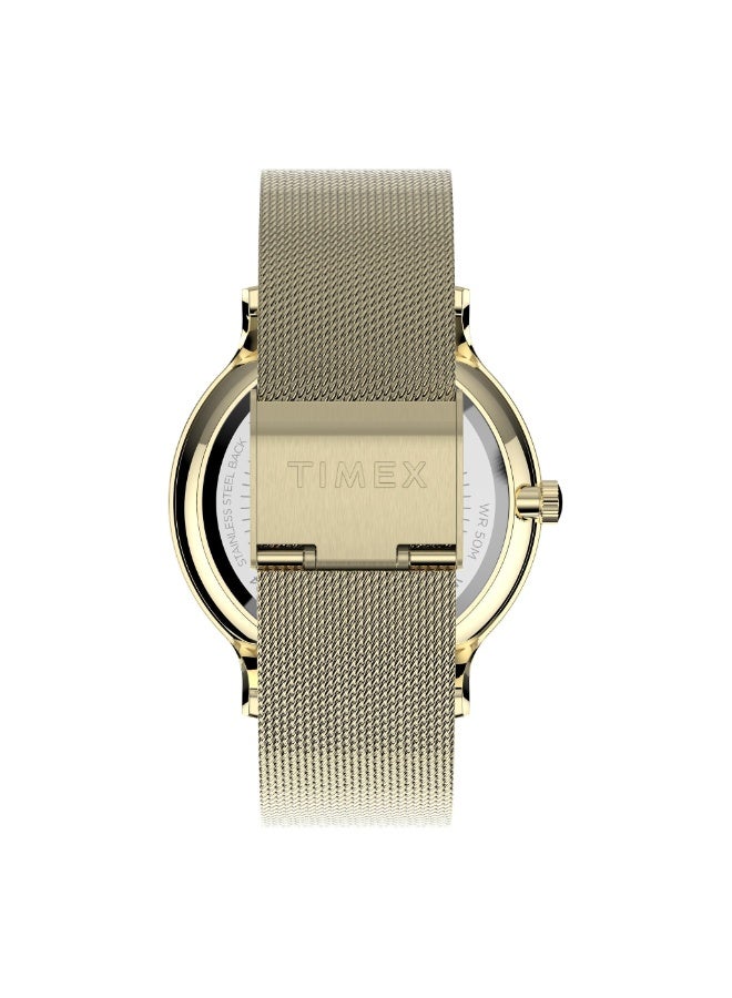 تيميكس ساعة TIMEX للنساء بهيكل نحاسية ذهبية وسوار من الفولاذ المقاوم للصدأ الذهبي - Image 3