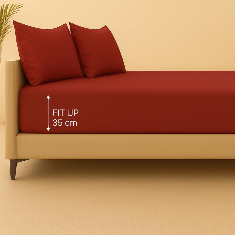 Amali  3 piece Polycotton Bed Sheet QUEEN size (W160xL200+35) cm 1 Fitted Sheet and 2 Standard Pillowcases Soft, Breathable & Durable Fabric for Home Use - Image 3