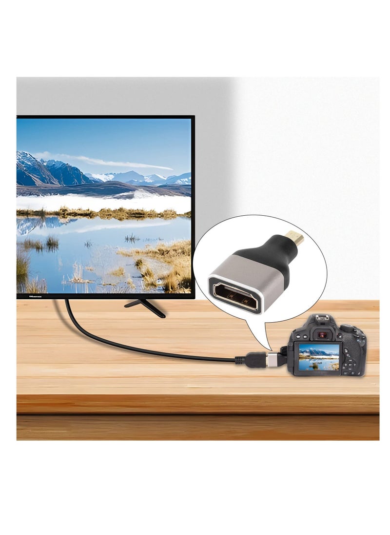 2 Pack 8k Micro HDMI to HDMI Adapter, Micro HDMI Male to HDMI A Female, Standard Micro HDMI Adapter 2.1 Version, Support 8K@60Hz/4K@120Hz HDR ARC, Compatible for Camera, DSLR, Tablet - Image 2