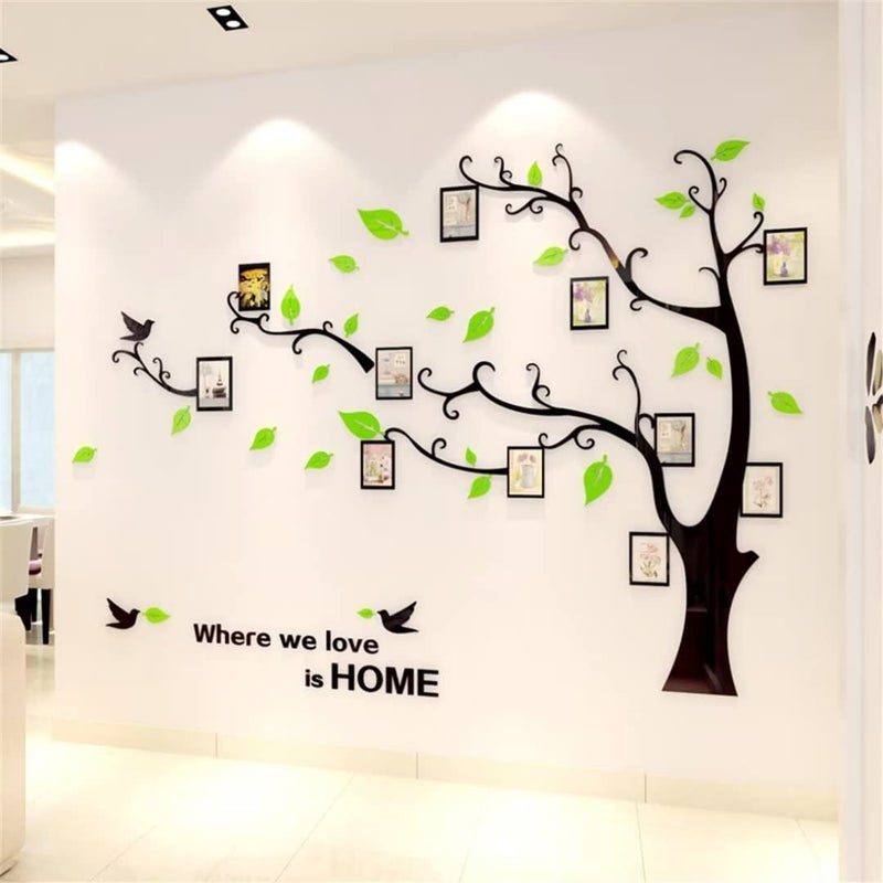 guangmu 3D Tree Wall Stickers - DIY Photo Frame Tree Wall Decal Family Photo Frame Sticker Murals Wall Decor Living Room Bedroom TV Background Home Decorations (XL:109 * 79in Pale Green Left) - Image 3
