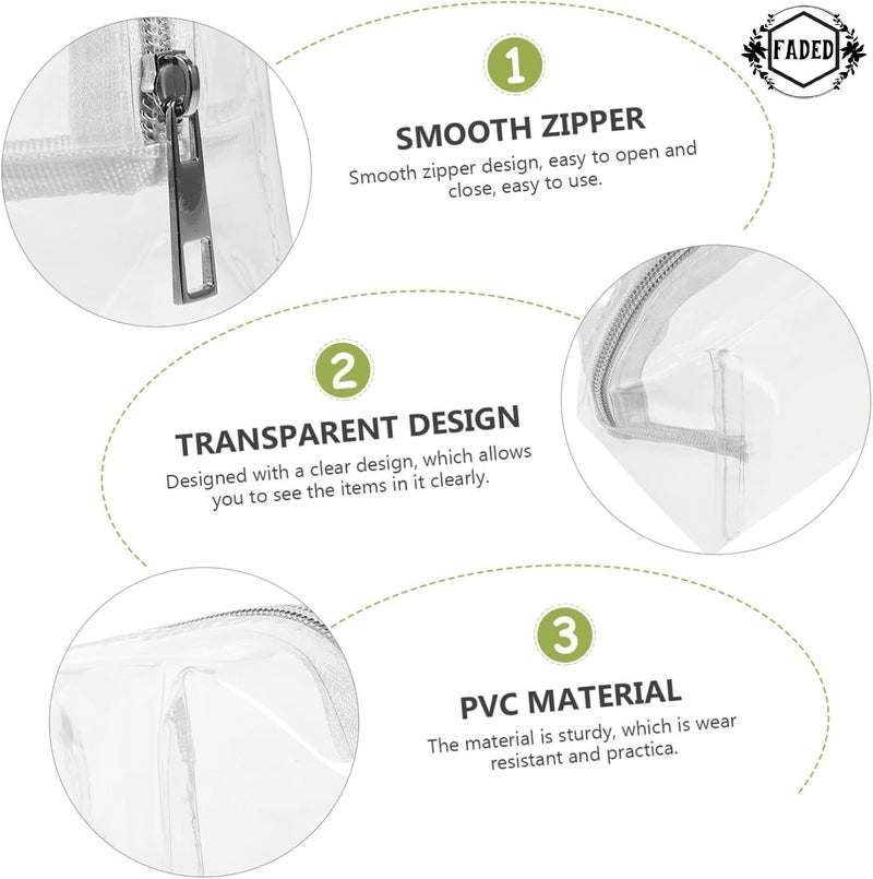 Faded Transparent Stationery Pouch with Zipper Closure – Multi-Purpose Storage Bag for School, College, Office & Cosmetic Use | Clear Pouch for Girls, Boys & Women - Image 3