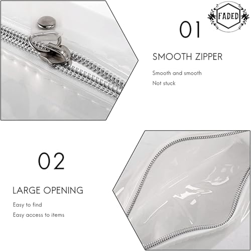 Faded Transparent Stationery Pouch with Zipper Closure – Multi-Purpose Storage Bag for School, College, Office & Cosmetic Use | Clear Pouch for Girls, Boys & Women - Image 4