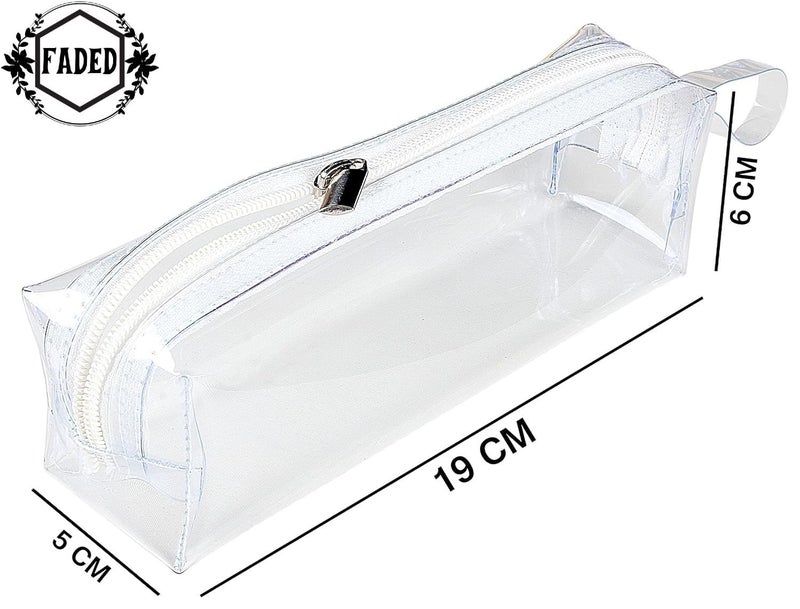 Faded Transparent Stationery Pouch with Zipper Closure – Multi-Purpose Storage Bag for School, College, Office & Cosmetic Use | Clear Pouch for Girls, Boys & Women - Image 2