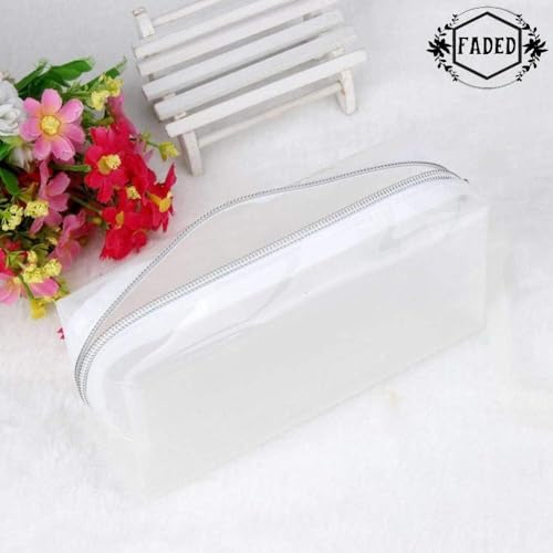 Faded Transparent Stationery Pouch with Zipper Closure – Multi-Purpose Storage Bag for School, College, Office & Cosmetic Use | Clear Pouch for Girls, Boys & Women - Image 5