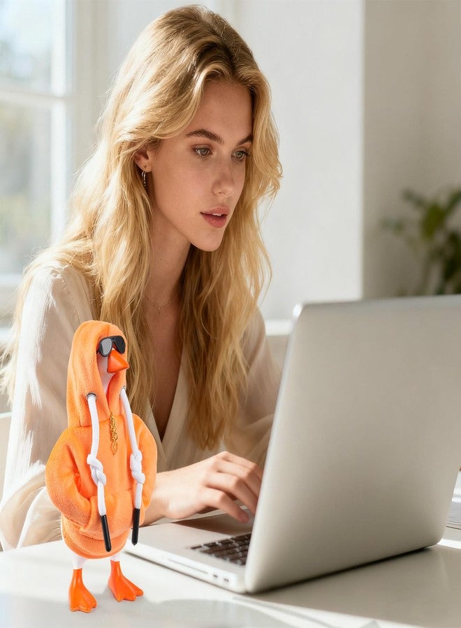 ملابس أوزة مكتبية صغيرة من ليناستو مقاس 7 بوصات، مجموعة ملابس أوزة مكتبية صغيرة، مجموعة إكسسوارات أوزة مكتبية لتمثال أوزة مغناطيسي (هودي برتقالي + نظارات شمسية + قلادة) - Image 4