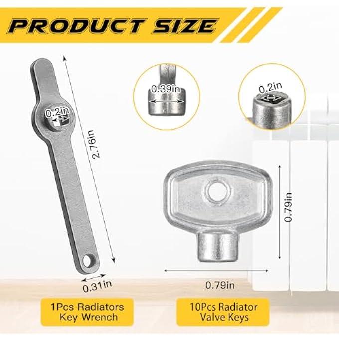 11 RADIATOR BLEED KEY BLEED HANDLE HEATING BLEED KEY HEATING KEY FOR HEATING BLEEDING STAINLESS STEEL SQUARE KEY 5 MM UNIVERSAL FOR ALL RADIATORS - Image 2